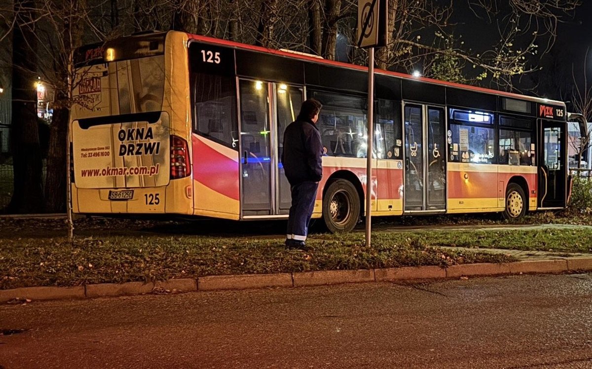 Autobus stoczył się i wjechał w ogrodzenie